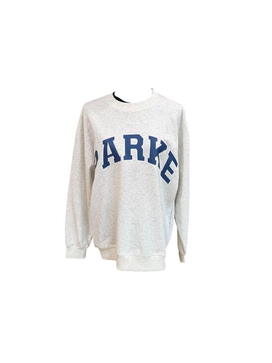 Parke Tops - NWT Parke Heather Gray Crewneck Sweatshirt With Navy Lettering Women M School Gy